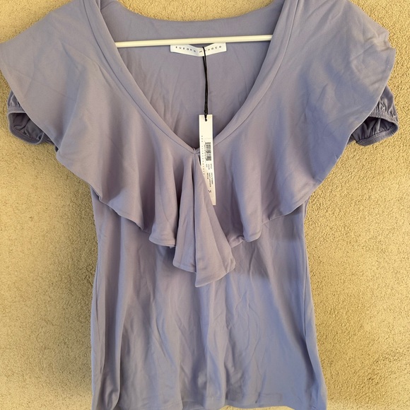 Susan Monaco Sweet Lavender Ruffle Blouse Sz M NWT - Picture 1 of 6